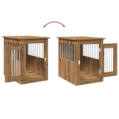 Hondenbench 45x62x59 cm bewerkt hout artisanaal eikenkleurig