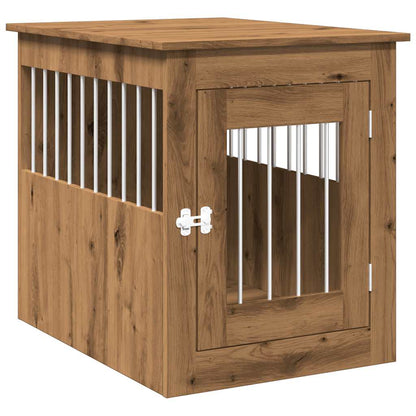 Hondenbench 55x75x65 cm bewerkt hout artisanaal eikenkleurig