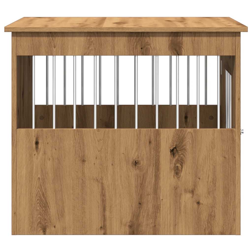 Hondenbench 55x75x65 cm bewerkt hout artisanaal eikenkleurig