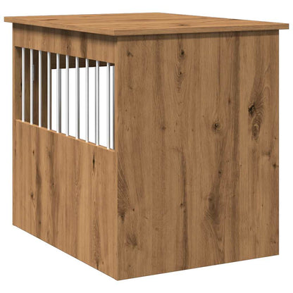 Hondenbench 55x75x65 cm bewerkt hout artisanaal eikenkleurig