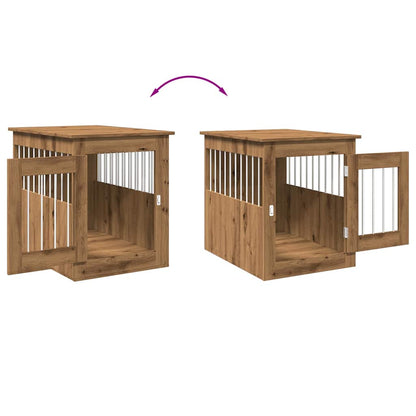 Hondenbench 55x75x65 cm bewerkt hout artisanaal eikenkleurig