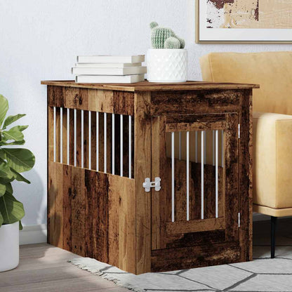 Hondenbench 55x80x68 cm bewerkt hout oud houtkleurig