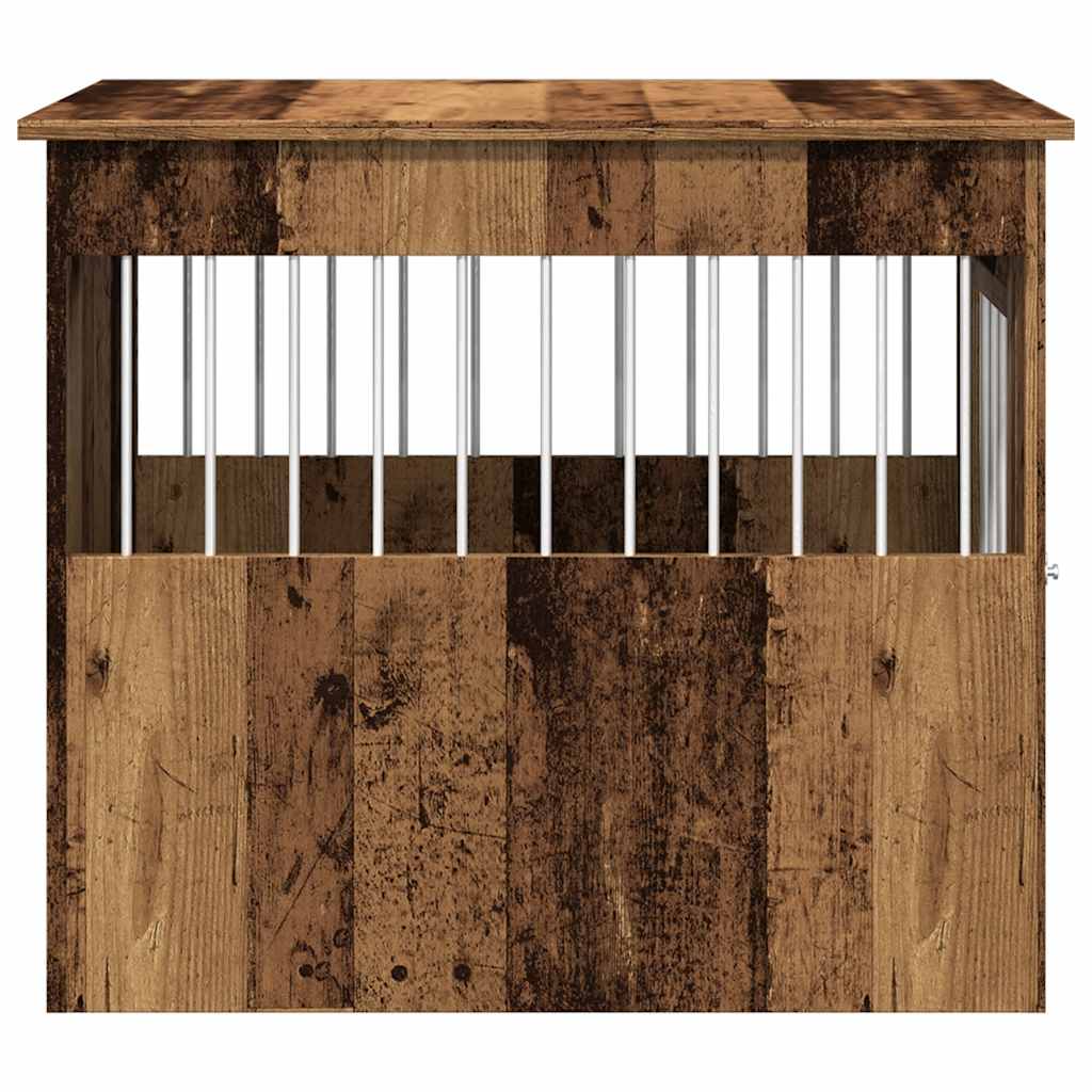 Hondenbench 55x80x68 cm bewerkt hout oud houtkleurig