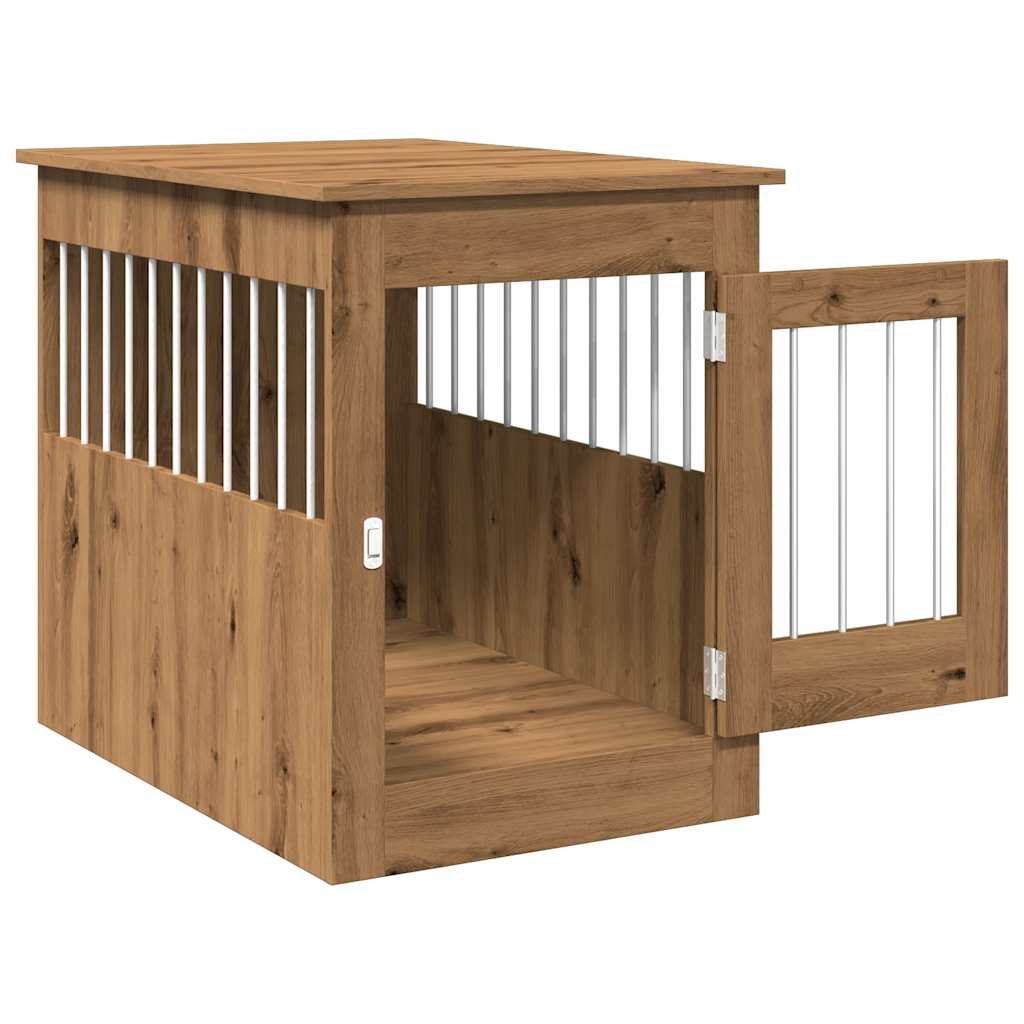 Hondenbench 55x80x68 cm bewerkt hout artisanaal eikenkleurig