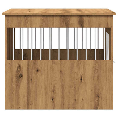 Hondenbench 55x80x68 cm bewerkt hout artisanaal eikenkleurig