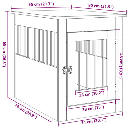 Hondenbench 55x80x68 cm bewerkt hout artisanaal eikenkleurig